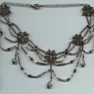 Flower pattern beaded Necklace set in rich plum