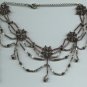 Flower pattern beaded Necklace set in rich plum