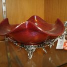 FENTON ART GLASS 13 1/4" RUBY STRETCH BOWL WITH STAND