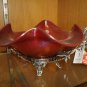 FENTON ART GLASS 13 1/4" RUBY STRETCH BOWL WITH STAND