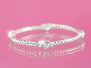 Silver Designer Style Bangle with Hearts