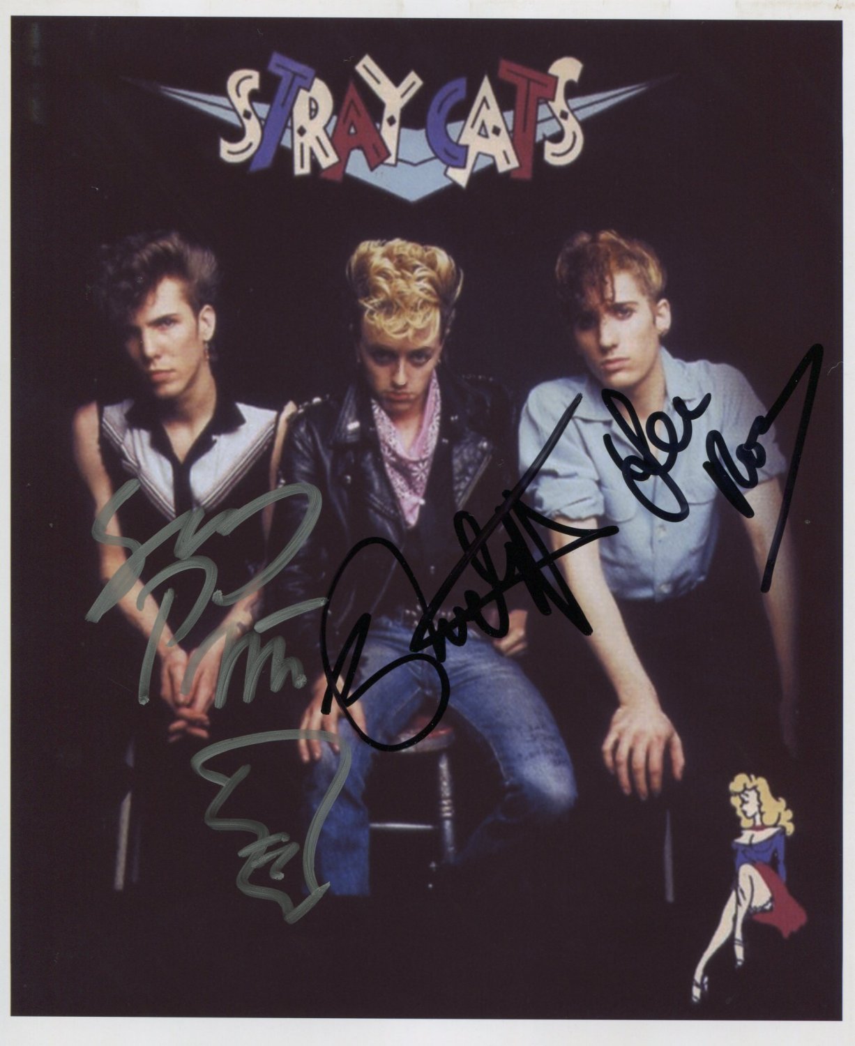 Stray Cats FULLY SIGNED Photo 1st Generation PRINT Ltd 150 + Certificate (1)