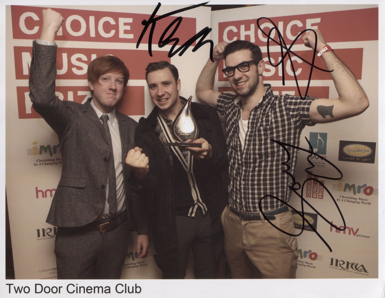 Two Door Cinema Club FULLY SIGNED 8" x 10" Photo + Certificate Of Authentication 100% Genuine