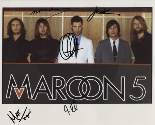 Maroon 5 (Band) FULLY  SIGNED 8" x 10" Photo + Certificate Of Authentication  100% Genuine