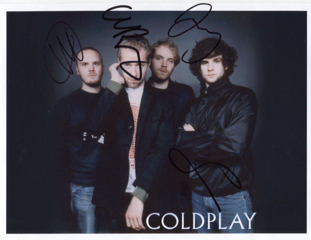 Coldplay (Band) FULLY SIGNED 8" x 10" Photo COA 100% Genuine
