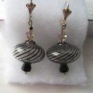 Stylish Silver Blown Glass Crystal Dangle Earrings