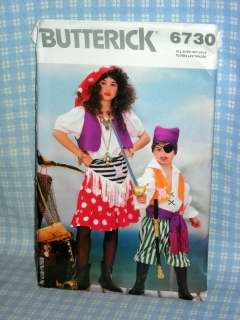 Girl and Boy Pirate Halloween Costume Pattern Butterick 6730
