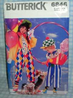 Child Clown Halloween Costume Pattern Butterick 6846