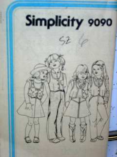 Girl sz 6 Pants/Skirt/Vest UNUSED pattern Simplicity 9090
