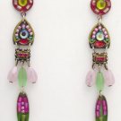Signed ADAYA Maya Crystal Beads Mosaic Earrings