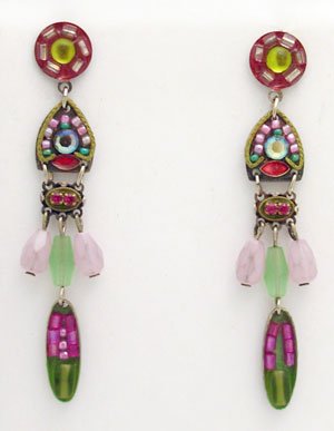 Signed ADAYA Maya Crystal Beads Mosaic Earrings