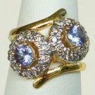 Sparkly Natural Violet Blue Tanzanite & Diamonds 14K Go