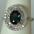 Stunning Ocean Blue Sapphire & Diamonds 14K Gold Ring