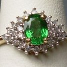 Natural Rare Green Tsavorite & Diamonds 10K Gold Ring