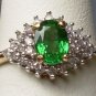 Natural Rare Green Tsavorite & Diamonds 10K Gold Ring