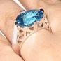 Gorgeous Large London Blue Topaz 10K Solid Gold Ring