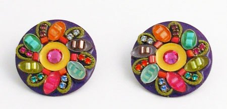 Signed ADAYA Clip On Micro Mosaic Earrings