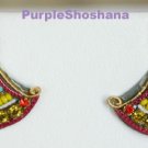 Signed ADAYA Maya Mosaic Fan Earrings