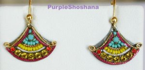 Signed ADAYA Maya Mosaic Fan Earrings