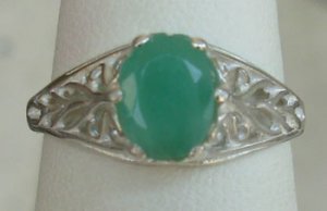 Natural Green Emerald Sterling Silver Ring
