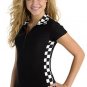 Checkered Flag Zip Front Women's Racing Shirt for Sports Bars
