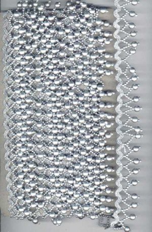 Vintage SILVER Bead Trim Lace 26FT Dress Fabric belt