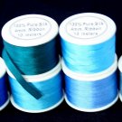 NEW 60M OF PURE SILK 4MM EMBROIDERY RIBBON BLUES $32 VA