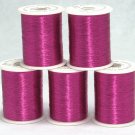 NEW 5 FUSCHIA METALLIC MACHINE EMBROIDERY THREADS KIT