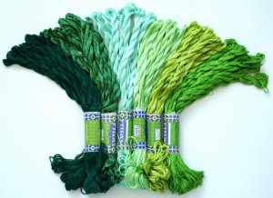 NEW 60 Silky GREENS Hand Embroidery floss SKEINS Thread