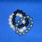 Set of 3 Black White Gray Stretch Pearl Bead Bracelets