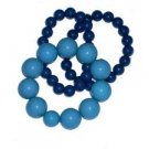 Set of 3 Dark and Medium Blue Stretch Bead Bracelets