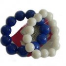 Set of 2 Blue and White Stretch Bead Bracelets