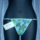 René Rofé Retro Flower Print Blue G-string Panties M