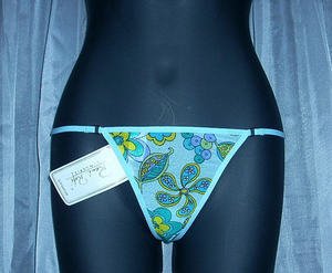 Ren&Atilde;&copy; Rof&Atilde;&copy; Retro Flower Print Blue G-string Panties M