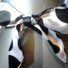 60" Black and White Polka Dot Satin 3-in-1 Sash Belt Headband Scarf