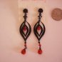 Sweet Baby Jane Black and Red Drop Dangle Earrings