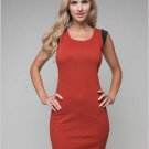 Sexy Burnt Orange and Black Colorblock Bodycon Dress