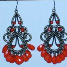 Red Orange Chandelier Earrings