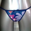 Navy Blue Floral Dot Mesh G-string Thong Panties M 6