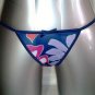 Navy Blue Floral Dot Mesh G-string Thong Panties M 6