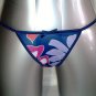 Navy Blue Floral Dot Mesh G-string Thong Panties M 6