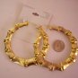 Huge 80's Style Xhilaration DoorKnocker Bambo Gold Tone Hoop Earrings