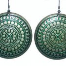Deep Green and Bronze Medallion Earrings