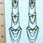 Faux Citrine Floral Motif Chandelier Chain Earrings
