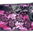 Avon Mark Black Lace and Fuchsia Satin with Bow Clutch Purse