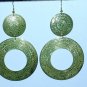 Antiqued Green Embossed Circle and Hoop Earrings