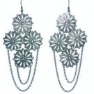 Bronze Metal Flower Dangle Chandelier Earrings