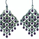 $8 Purple Bead and Bronze Metal Dangle Chandelier Earring