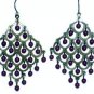 $8 Purple Bead and Bronze Metal Dangle Chandelier Earring