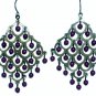 $8 Purple Bead and Bronze Metal Dangle Chandelier Earring